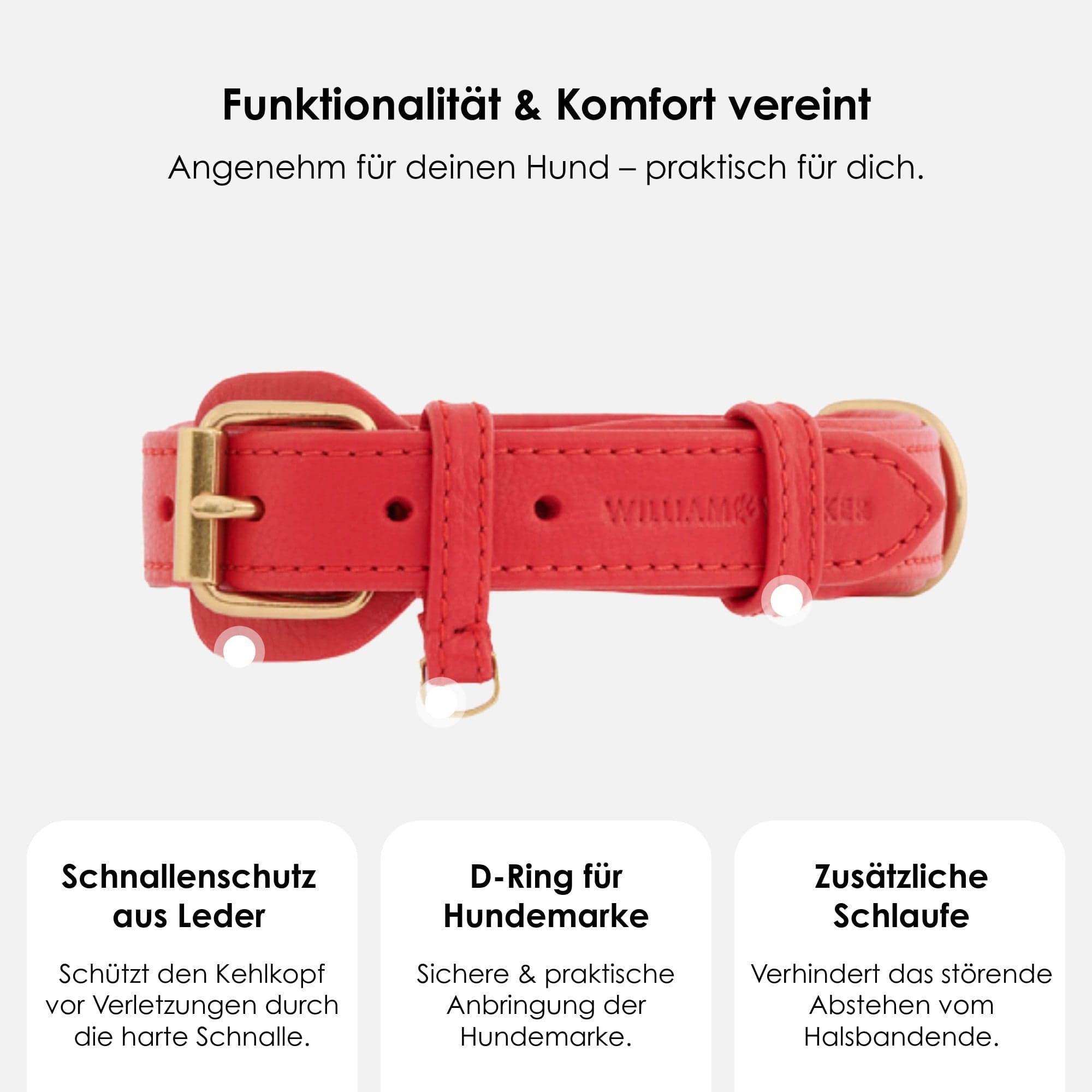 William Walker Leder Hundehalsband Chili (Rot)