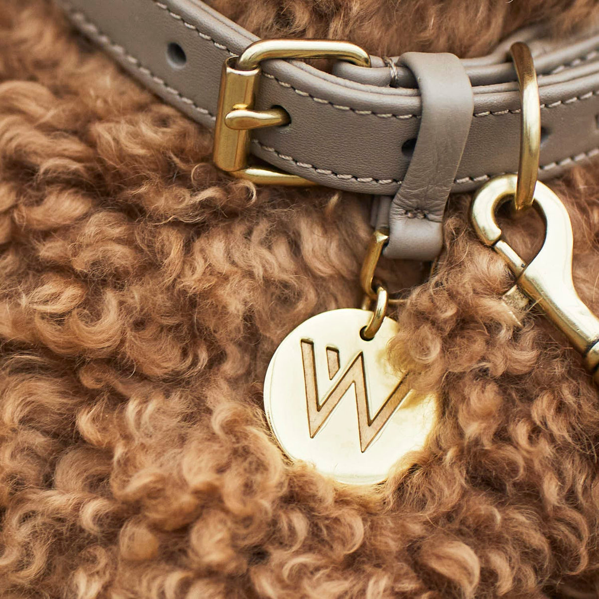 William Walker Hundehalsbånd i læder Twisted Sand (Beige)