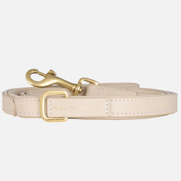 Hundeline i glat læder Almond (beige)