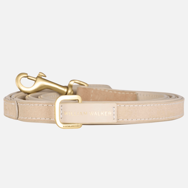 Førsteklasses ruskind hundeline Almond (Beige)